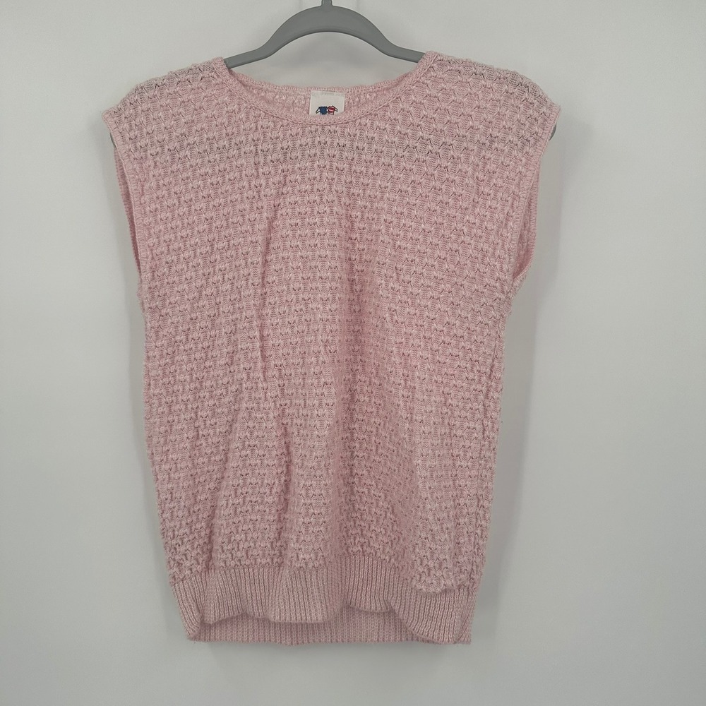 Women Vintage Coquette Sweater Vest Size S Pink Pastel Preppy Soft Girl Layering
